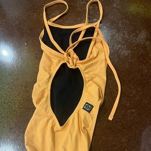 Yellow jolyn tie back bathing suit